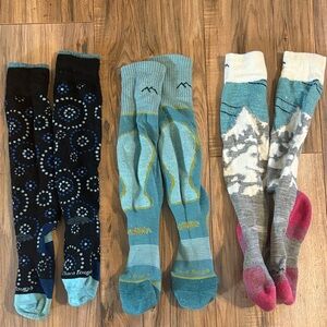 Darn Tough Women's Patterned Socks - size small - Black Blue and Pink